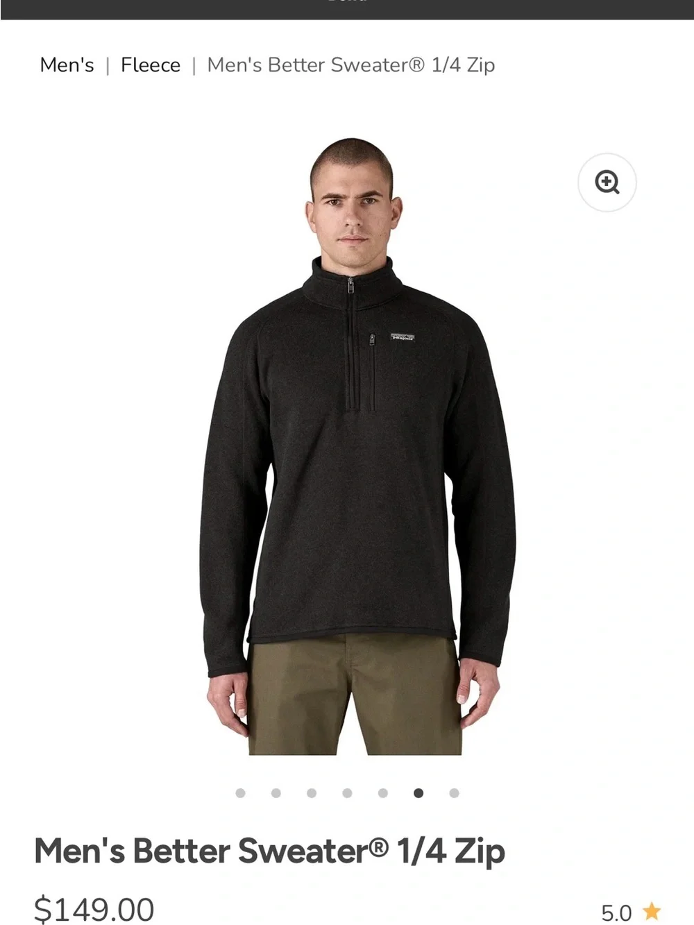 Patagonia Men's Better Sweater 1/4 Zip Fleece - Black XL